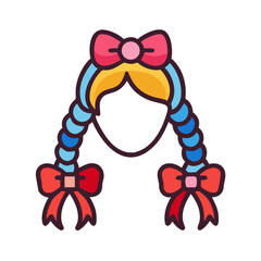 Braids and Birthday Hair Bow Icon Design