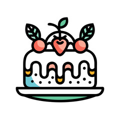 Decorative Cake with Fruit Topping Icon Design