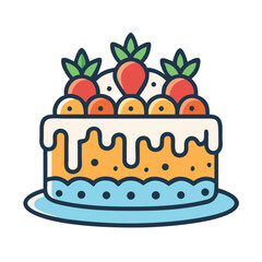 Decorative Cake with Fruit Topping Icon Design