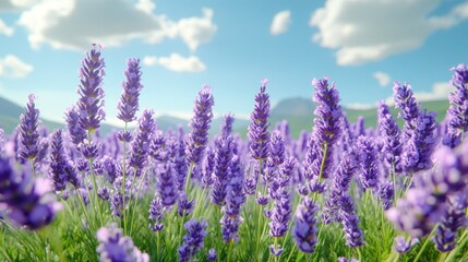Obraz premium Lavender field under a vibrant sky (2)