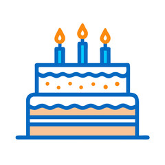 Layered Birthday Cake with Candles Icon Design