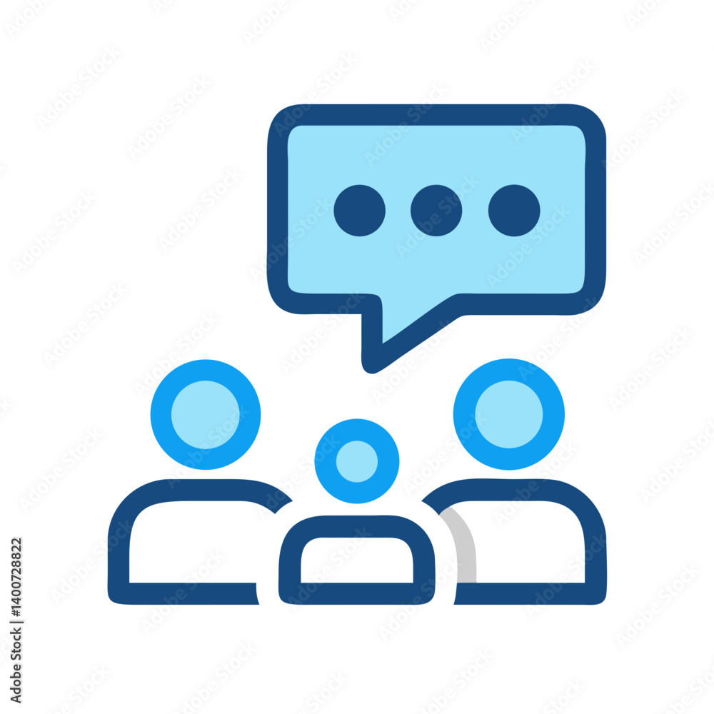 Aufkleber team chat with speech bubble icon representing group communication and online collaboration
