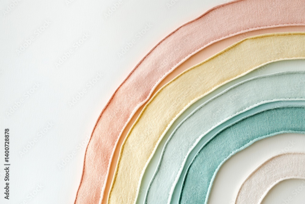 Poster pastel rainbow design featuring neutral arcs with felt texture in a minimal aesthetic on a clean bac