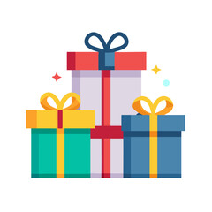 Wrapped Birthday Gift Boxes with Ribbons Icon Design