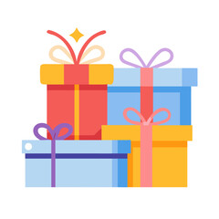 Wrapped Birthday Gift Boxes with Ribbons Icon Design