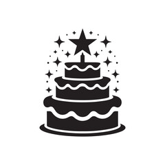 birthday cake vector silhouette clip art logo design