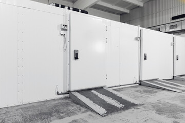 Industrial freezing chambers for confectionery production in food industry facility