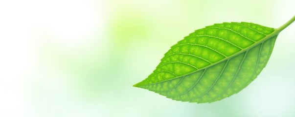 Fototapeta premium Single leaf with veins isolated on white background, foliage, isolation