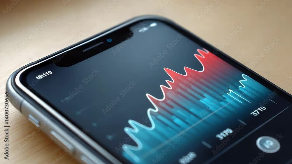 Aufkleber smartphone analysis vibrant graphs and data trends in evolving startup ecosystem and technology land