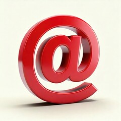 Glossy Red At Symbol: A Bold, 3D Digital Rendering