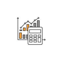 Obraz premium Financial Analysis: A dynamic graphic of financial charts and a calculator, symbolizing business growth, calculations and analysis, perfect for illustrating concepts related to finance, data.