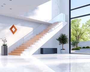 Modern Staircase with Luxury Home Interior.