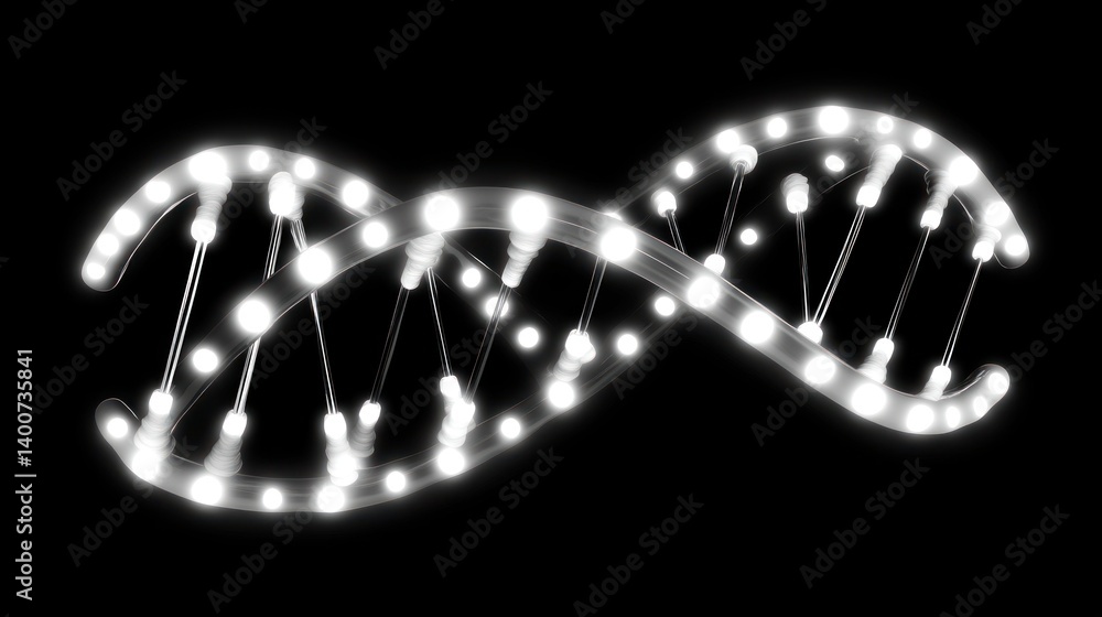 Poster a glowing representation of a double helix dna structure.