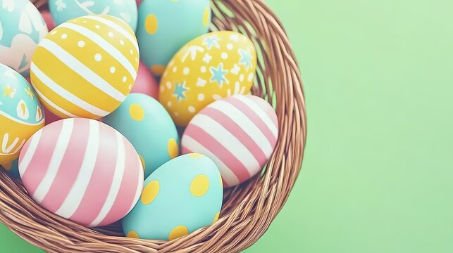 Colorful Easter Egg Decorating Celebration Spring Garden Photo Collection Bright Environment Top View Joyful Traditions
