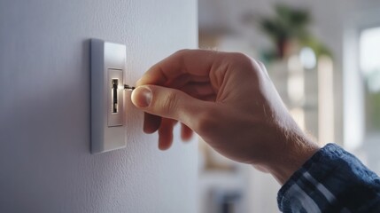 Electrician replacing a broken light switch. Featuring technical expertise and safety