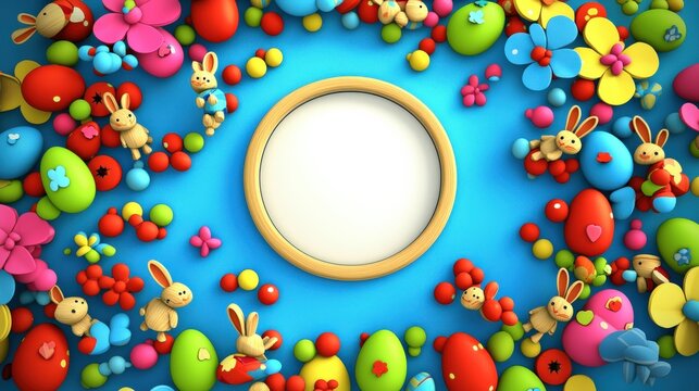 Easter Celebration Decorations Colorful Scene Creative Design Festive Atmosphere Top View Spring Vibes