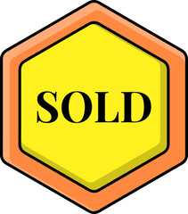Hexagonal Yellow and Orange Sold Badge