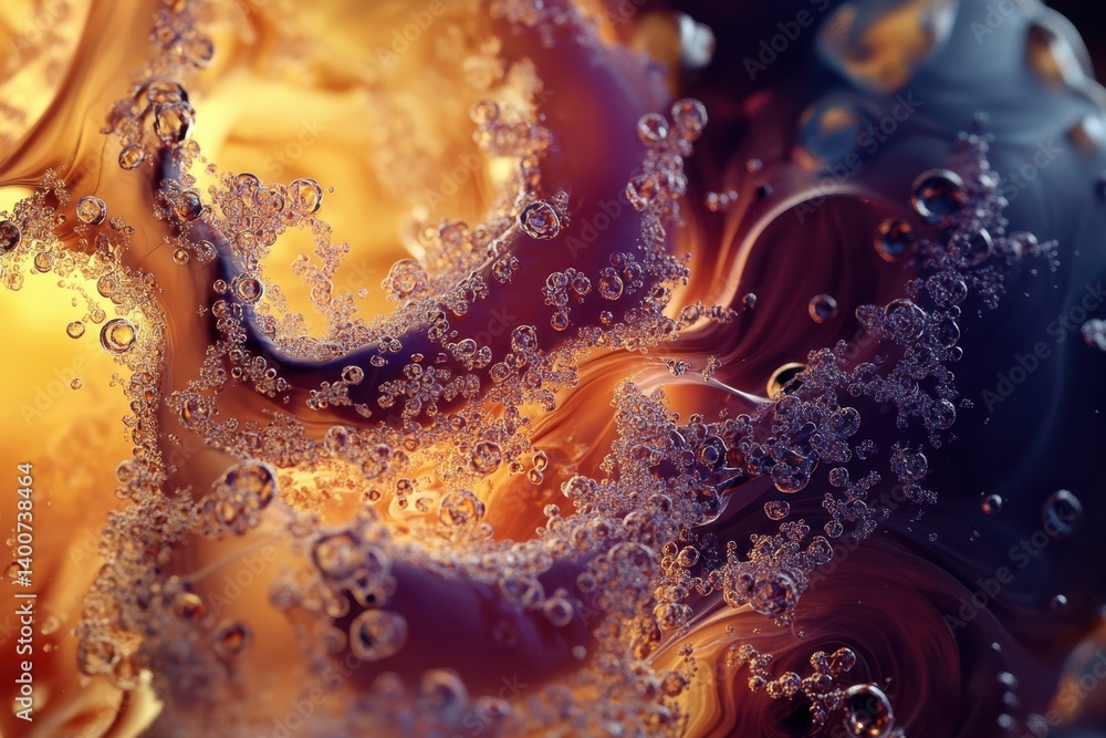 Poster colorful bubbles swirl in vibrant liquid creating mesmerizing patterns and textures