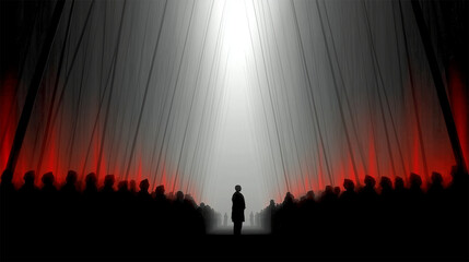 Fototapeta premium French Revolution minimalist concept art with central figure, crowd and dramatic light 