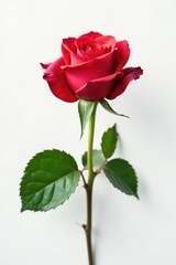 Single rose isolated against white background, flower, nature