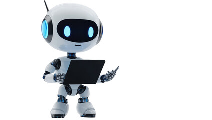 AI robot call center png in 3d transparent for future tech presentation.