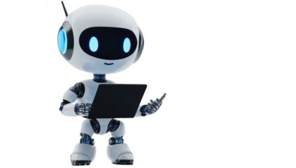 AI robot call center png in 3d transparent for future tech presentation.