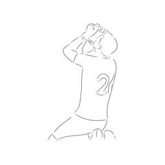simple line of football players celebrating – Hand Drawn Sports Illustration