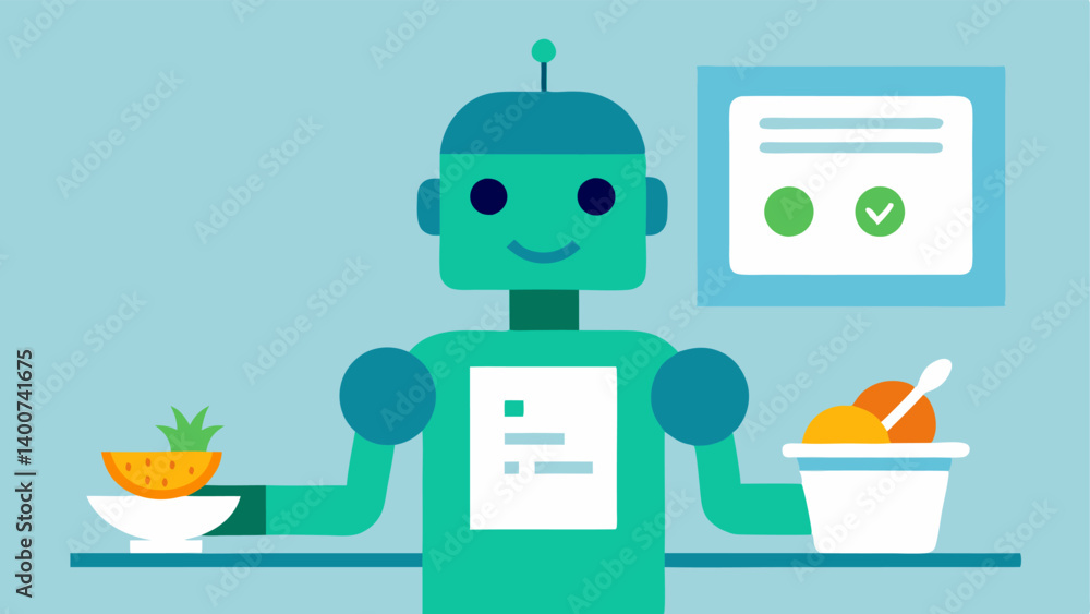 Poster nutritional assistance robot a robot in a cafeteria serving healthy meals to patients equipped with 