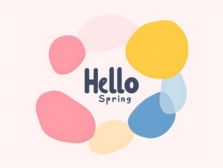 Modern Typography Design Greeting Spring With Pastel Colors