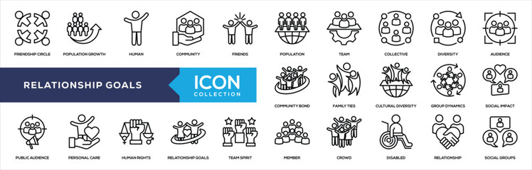 Relationship Goals Line Icon Collection