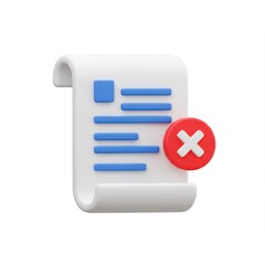 Document with cross mark icon on white background
