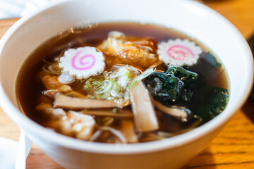 Delicious Bowl of Ramen Soup with Toppings
