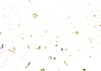 XMAS stars. Confetti celebration, Falling golden abstract decoration for party, birthday celebrate,