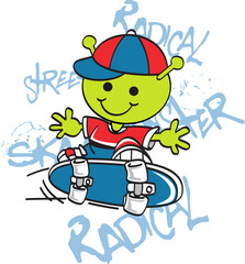 Cartoon Alien Skater