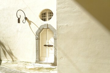View of some details in an alley in the historic center of the ancient village of Riva Foggeto Lario. Lake Como, Italy