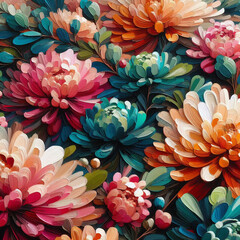 Vibrant Textured Paper-Style Floral Art Composition