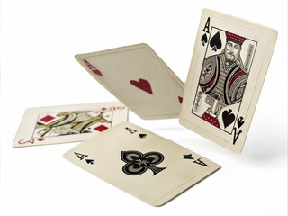 royal flush poker cards. Poker, royal flush and gambling chips. Poker set with isolated cards. Poker playing cards, full deck. Cards (XXL). Set of four aces playing cards suits on white background. 