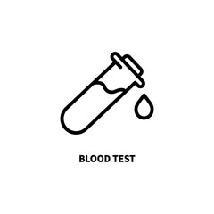 Blood Test Line Icon. Sample for Laboratory Research Linear Pictogram. Medical Exam of Blood Outline Icon. Editable Stroke. Isolated Vector Illustration.