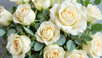White Roses and Eucalyptus Bouquet, Elegant Arrangement