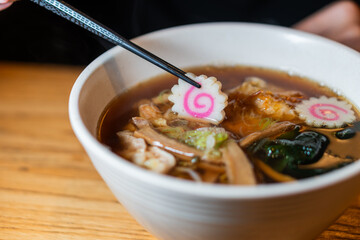 Delicious Ramen Soup with Automaker and Vegetables