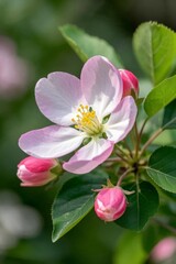 Fototapeta premium there is a pink flower that is blooming on a tree