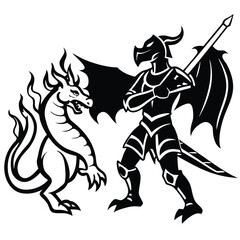 "Fantasy Dragon Silhouette Vector Collection | Mythical Winged Creature Clipart | Tattoo & Logo Design"