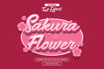 Sakura flower editable text effect with 3d effect and sakura decortion © Aziramada