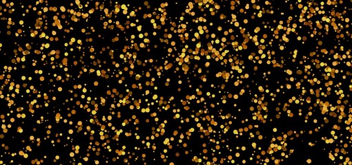 Sparkling gold confetti on a black background. Perfect for celebrations!