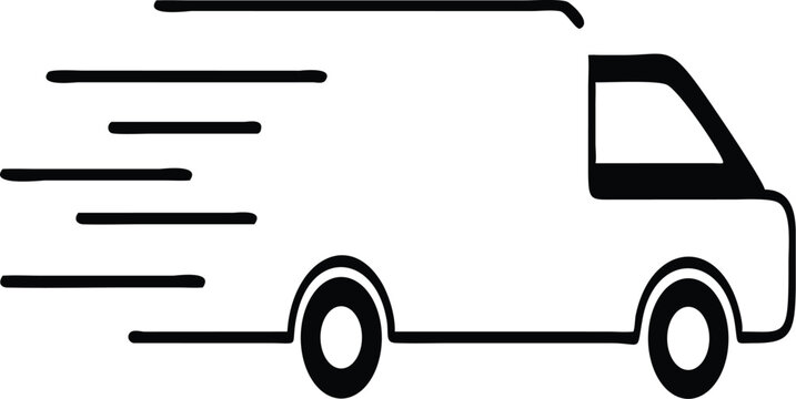 Fast Delivery Van Icon &ndash; Express Shipping Symbol Isolated on White