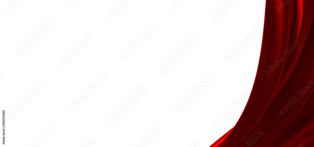 Poster 3d render of abstract red cloth falling.