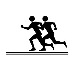 Silhouette vector of two figures running