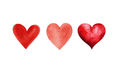 watercolor hearts vector icons. Hand painted water color heart shapes.