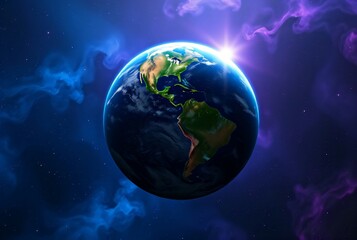 Fototapeta premium VibrantEarthinCosmicSpace