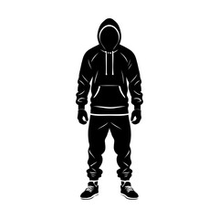 Silhouette vector of a person in hoodie